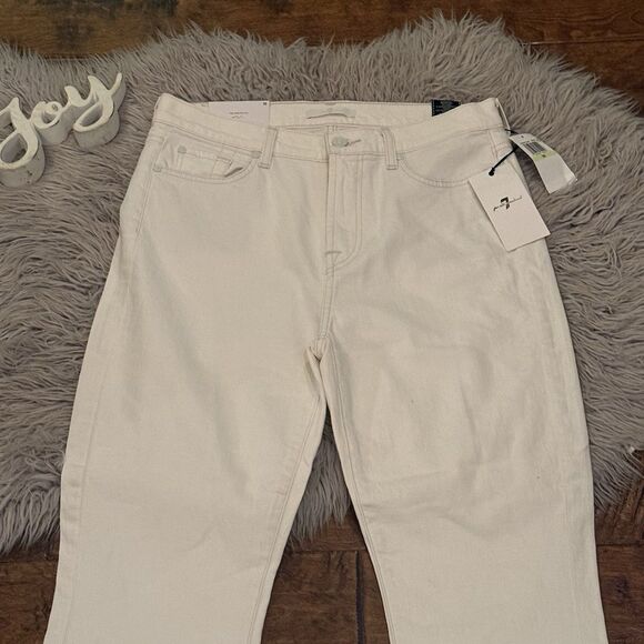 7 For All Mankind Jeans Womens High Waist Slim Kick Denim Ivory Size 30 New - Picture 5 of 9